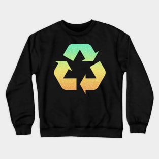 Sand Ocean Ombre Faux Glitter Recycle Symbol Crewneck Sweatshirt